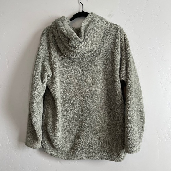 PINK Victoria's Secret Sherpa Fleece Quarter Zip Hoodie Olive Green Size M - Picture 2 of 6